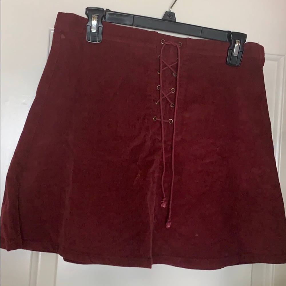 Burgundy corduroy mini skirt